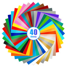 Lya Vinyl 40 Pack Glossy Permanent Vinyl Bundle Permanent Adhesive Vinyl for Cricut & Silhouette Cameo 4, Outdoor Cricut Vinyl for Party Decoration,