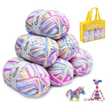 ilauke Knitting Wool Yarn 6 x 50g, Colorful Wool for Knitting, Acrylic Crochet Yarn, Double Knitting Wool for Crochet, Weaving, DIY Craft Projects
