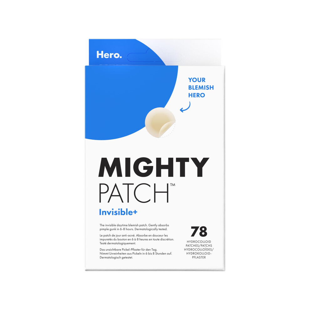 Hero Cosmetics Mighty Patch Invisible+ Spot Patches By Daytime Acne Treatment, Clear Spot Remover Hydrocolloid Patches, Anti Acne Dots, Spot