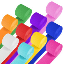 Crepe Paper, 10 Rolls Hanging Rainbow Streamers, Party Streamers Crepe Paper Rolls in 10 Colors for Birthday Decorations, Party Decorations, Wedding