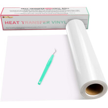 HTVRONT White Heat Transfer Vinyl 12" x15ft(30.5x457CM) Iron on Vinyl for Silhouette, Easy to Cut & Weed White HTV for T-Shirts