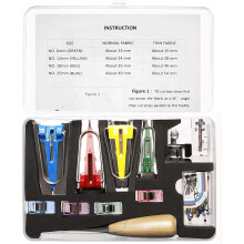 Fabric Bias Tape Maker Set of 4 Sizes 6mm/12mm/18mm/25mm Sewing Quilting Tool with Tape Binding Presser Foot Wonder Clips