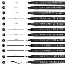 EYEYE Micro Fineliner Pens, Black Drawing Art Pens,12 Archival Pen Waterproof Ink Set Artist Supplies Archival Inking Markers Sketch Outline Pen,