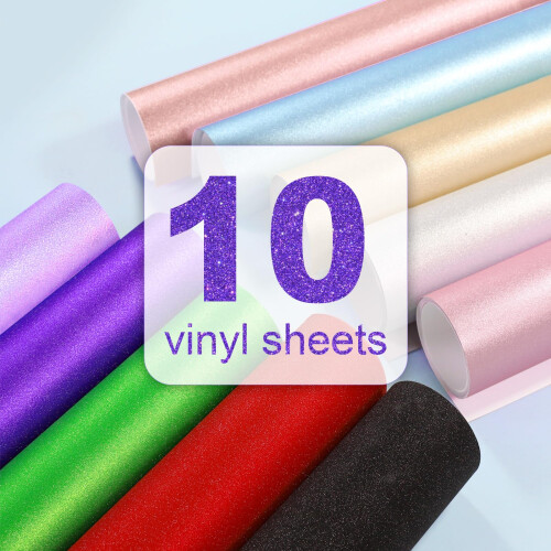 TECKWRAP Glitter Vinyl Adhesive Sheets for Craft Cutter 12" x 12" 10 Sheets/Pack 2