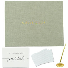 Gooji Linen Wedding Guest Book Wedding Reception Guestbook to Sign in and Add Polaroid Photos or Baby Shower includes Sign Card, Signing Pen, Photo