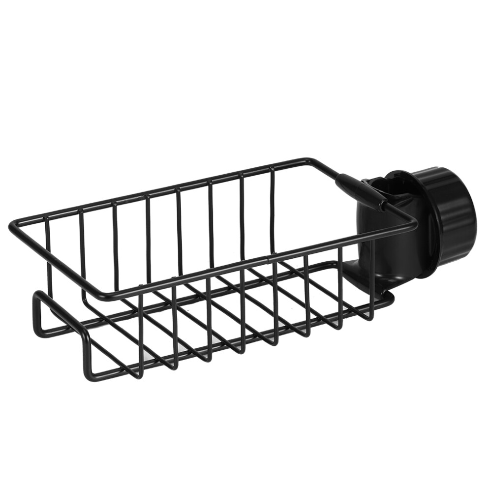 Kitchen Faucet Sink Soap Sponge Organizer With Drain Rack In Black Color 8421379660664