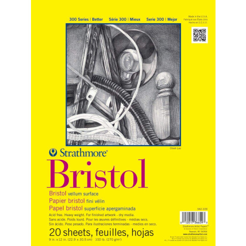 Strathmore Bristol Vellum Paper Pad 9"X12"-20 Sheets