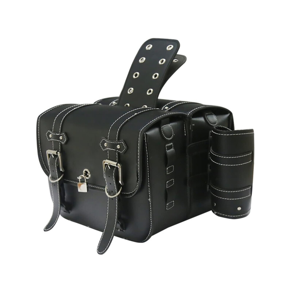 Left Right Universal Pu Leather Motorcycle Saddlebag Side Tool Luggage Package Saddle For Suzuki Kawasaki Yamaha Color B 9187378953303