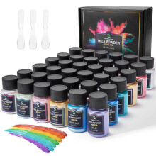 Mica Powder for Epoxy Resin, 36 Colors, 0.35 oz(10g) Bottles Mica Glitter Powder Pigment for Soap Making, Bath Bomb, Resin Dye Smalltongue