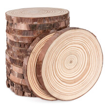 ilauke Natural Wood Slices 16 Pcs 11-12cm Circle Wooden Discs Unfinished Log Wooden Rounds for Arts Crafts Wall Decor Wedding Christmas DIY Projects