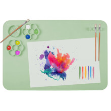 SOQKEEN Silicone Painting Mat, 24"?16" Reusable Craft Mat for Painting, Non-Stick Art Mat Large Silicone Crafting Mat Collapsible Paint Mat for