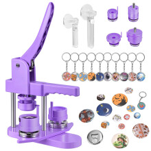 Badge Maker 32+58mm 200 Sets Button Maker Machine, DIY Pin Badge Making Kit Badge Punch Press Machine with 10 Bottle Openers, 10 Key Rings, Moulds and