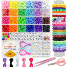 MAIQIEU 24 Color Pony Beads Bulk 1100 Pcs,Kandi Beads for Necklace Jewelry Making Earring Hair Braiding,Bracelets Making Kits,Hair Bead, Bracelet