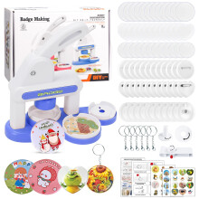 Badge Maker for Kids, 35-55mm (1.37-2.16 inch) DIY Pin Button Maker Press Machine, Badge Machine Punch Kit with 36 pcs Button Parts & Picture Cutters,