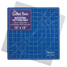 The Quilted Bear Rotating Cutting Mat 12" x 12" - Square Self Healing 360? Rotating Craft Cutting Mat with Innovative Locking Mechanism for Quilting &