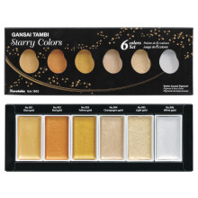 Kuretake Gansai Tambi Starry Colors 6 colours Watercolour Paint Set, Professional-Quality for Artists and Crafters, Non-Toxic, Made in Japan