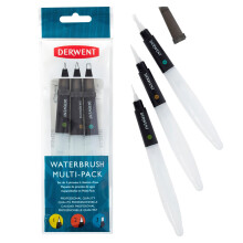 Derwent Waterbrush For Watercolour Painting, Pack Of 3, Includes Chisel Tip, Fine Tip & Medium Tip, Professional Quality, 2301975