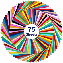 IModeur 75 Pack Permanent Vinyl Sheets (30.5 x 30.5 cm, Glossy & Matte) - 38 Assorted Colors Adhesive Vinyl for Silhouette Cameo, Birthday Gifts, Deco