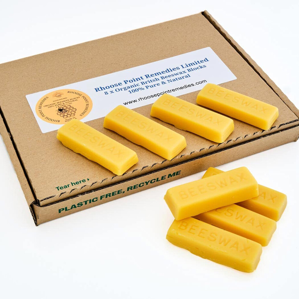Rhoose Point Remedies Pure British Beeswax Blocks 100% Natural Organic Bees Wax 180G ? Triple Filtered For Making Your Own Candles, Leather Polish, Wood Polish, Wax Melts, Yellow