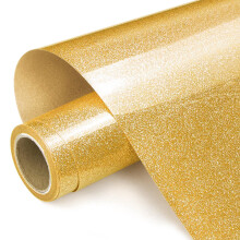Prime Vinyl Heat Transfer Vinyl, 12" x 8ft Gold Glitter HTV Vinyl for T-Shirt, Iron on Vinyl for all Cutting Machines, Easy to Cut & Weed with Heat