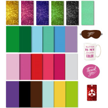 Transfer Ink Sheets for Heat Press Machine, Solid Color Transfer Paper Sublimation for Cricut Mug Press, 24pcs, 4.5"x12" Glitter Pre-Inked Sublimation