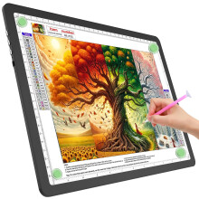 TOHETO A4 Light Board for Diamond Painting, Super Bright Magnetic Light Pad with Side Buttons, Lightbox for Tracing and Drawing, Corded Light Table