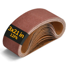 12PCS 3 x 21 Inch Belt Sander Sanding Belts, 80 120 150 Grit Aluminum Oxide for Wood and Metal