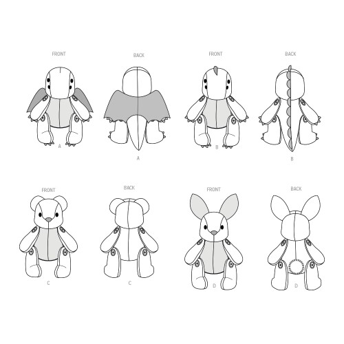 Simplicity Sewing Pattern S9441 13" Plushies 2