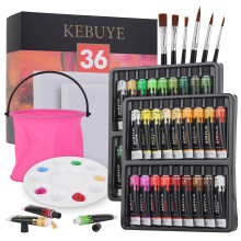 Acrylic Paint Set Art Paints - 36 Colours for Wood Canvas Model Clay Ceramic Glass Fabric - Non-Toxic Acrylics Painting Kit for Kids Adults Beginners