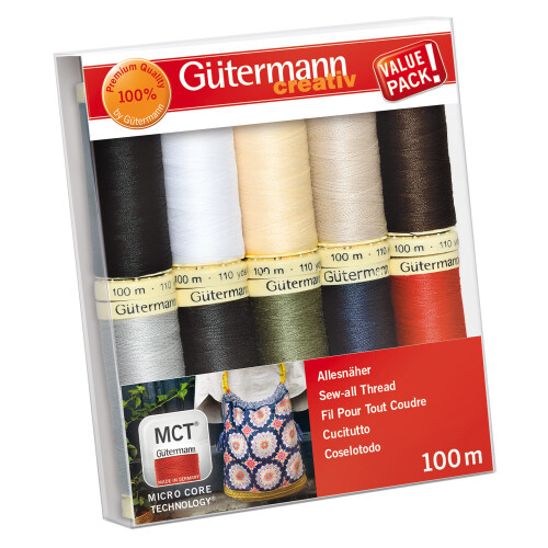 G?termann creativ Sewing thread set with 10 spools Sew-all Thread 100 m in basic colours
