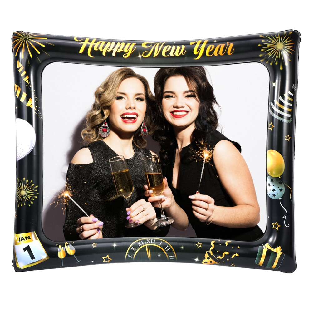 Howaf Happy New Year Photo Frame Inflatable Selfie Frame, New Years Eve Decorations 2026 Party Props Photo Booth Props For Nye Party Decorations 2026, 5051222032893
