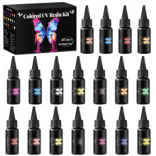 Minlebao 18 Colors UV Resin Kit - Fast Curing Crystal Clear Epoxy Resin for Jewelry Making, DIY Crafts, Nail Art ?High-Hardness & Safety (20g/0.68oz