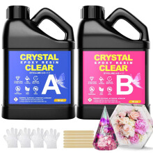 Epoxy Resin Kit 32oz/948ml - Crystal Clear Resin and Hardener, No Yellowing, No Bubbles Casting with Mixing Sticks and Cups, Best for DIY, Crafts,
