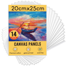 STATIONERY ISLAND Canvas for Painting 14Pcs, 20x25cm Small Canvas Boards 100% Cotton, Acid Free, Blank Canvas Panels for Acrylic Painting & Oil Paint,