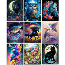 Mrnsiet 9 Pack Animals Diamond Painting Kits for Adults-5D DIY Diamond Art Kits for Adults, Paint by Diamonds Gem Art Kits for Adults for Gift Home