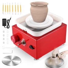 Pottery Wheel, Helangel Mini Pottery Wheel with Strong Motor 2000RPM Adjustable Speed, Potters Wheel with 10/6.5cm Plates and Sculpting Tools, Ceramic