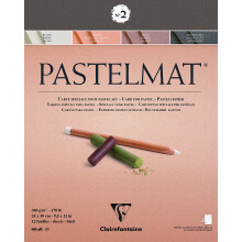 Clairefontaine - Ref 96007C - Pastelmat Pastel Card Pad No.2 (12 Sheets) - 360gsm Card - 24 x 30cm - Assorted Colours - Specially Formulated For Use