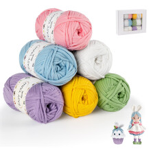 ilauke Thick & Bulky Cotton Yarn - 6x50g, Easy Knitting & Crochet, No Split, Colourful
