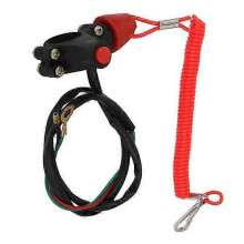 Noodstopschakelaar met koord, noodstopknop voor motor, ATV, motorfiets, boot, zwart/rood