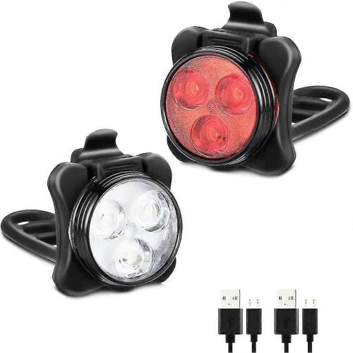Éclairage vélo, lampe vélo rechargeable USB, kit d'éclairage vélo 1