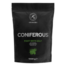 Foot Bath Salt Coniferous 1000g - Pedicure Foot Bath Salt - Foot Bath Additive with Natural Sea Salt - Swiss Stone Pine Essential Oil - Foot Care for
