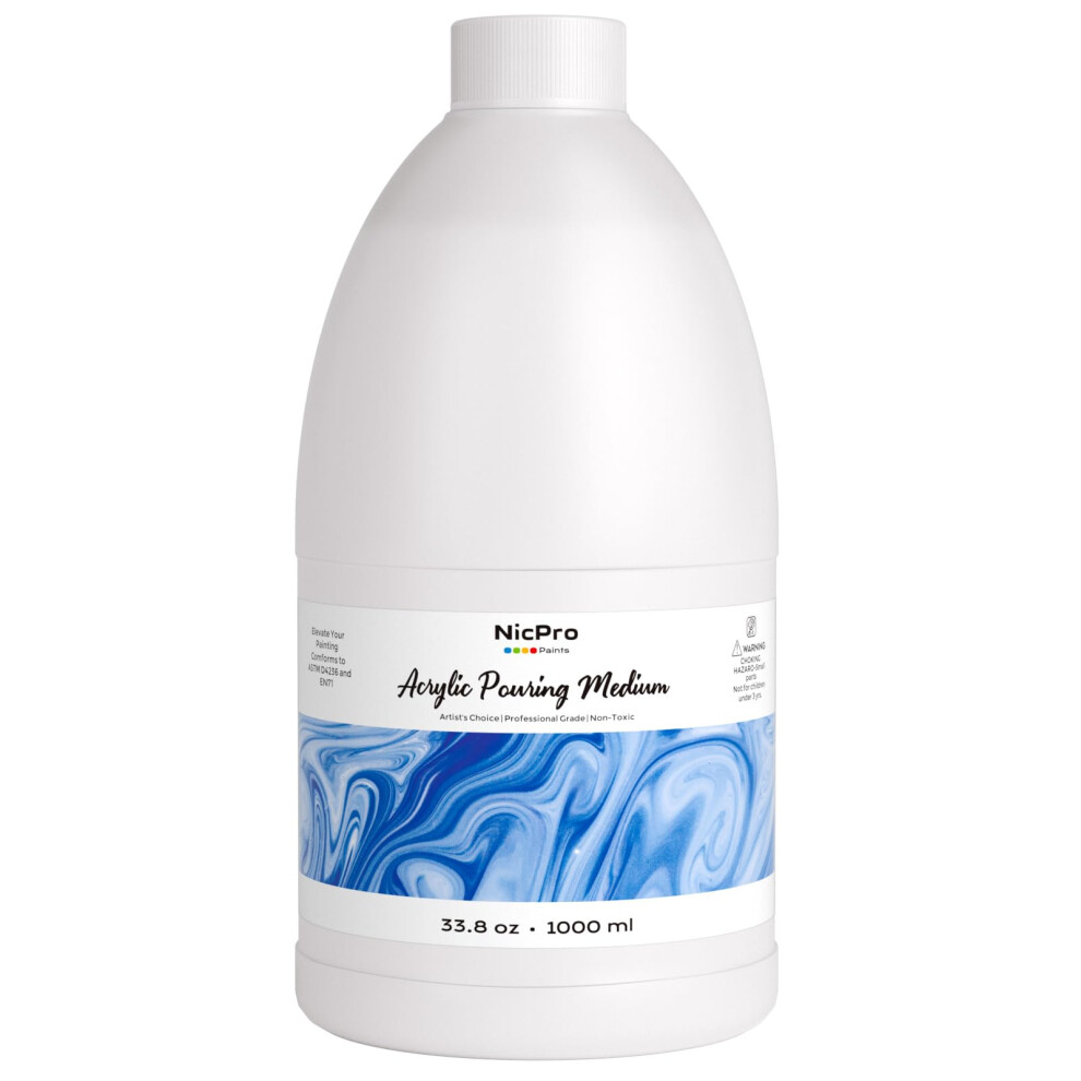 Nicpro Acrylic Pouring Medium 33.8Oz / 1000Ml, Acrylic Paint Thinner, Acrylics Flow Medium Improve Flow Consistency 5051222060575