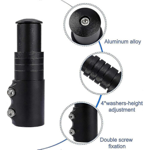 Bicycle Aluminum Alloy Adjustable Handlebar Fork Head Tube (Black) 1