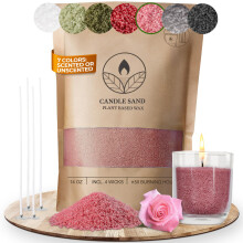 comforder Scented Candle Sand with Wicks, Pearled Candle, Wax Granules, 14oz Sand Wax Granules + 4 Wicks (Pink, Rose)