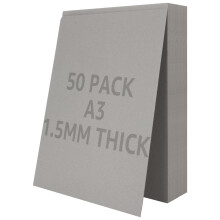 CYEER A3 Greyboard 50 Sheets, 1500 Micron A3 Mount Board, Double-Side Grey Board Cardboard Recycled Card Backing Board Model Making Presentation