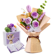 ENCHOL Crochet Kit for Beginners Adults, Beginner Crochet Kit, Purple Rose Bouquet Crochet Kit, Complete Crochet Kits for Starters with Step-by-Step