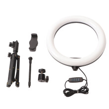 Anello luminoso per selfie regolabile con supporto per treppiede e telecomando wireless per live streaming, illuminazione a LED dimmerabile in modo