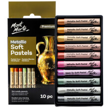 MONT MARTE Metallic Soft Pastels Premium 10pc, Dry Pastels, Assorted Metallic Colours, Versatile Art Pastels for Blending, Layering & Shading, Ideal