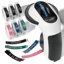 Embossed Label Maker Machine - E975 Embossing Label Maker with 6 Rolls Tapes 3/8"(9mm), 3D Handheld Labelling Machine, Lettering Embossing Label