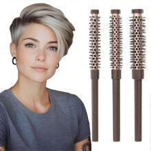 3er-Pack kleine Rundbürsten, Rundbürste zum Föhnen, Rundhaarbürste für weiches, voluminöses Haar, Föhnbürste für Damen und Herren, kurz